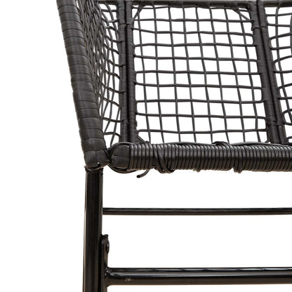 9 Piece Garden Dining Set Black Poly Rattan Glass