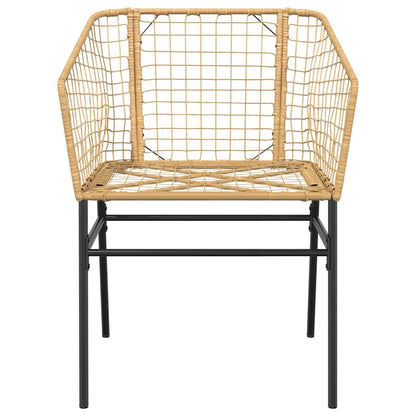 5 Piece Garden Dining Set Brown Poly Rattan Glass