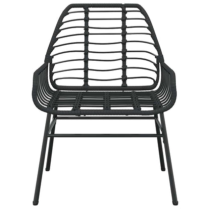 3 Piece Garden Dining Set Black Poly Rattan Glass
