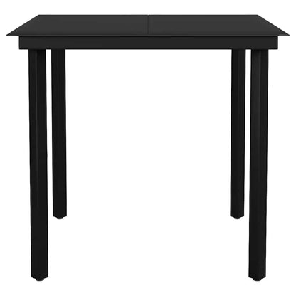 3 Piece Garden Dining Set Black Poly Rattan Glass