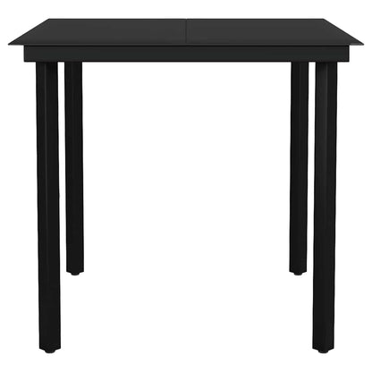 5 Piece Garden Dining Set Black Poly Rattan Glass