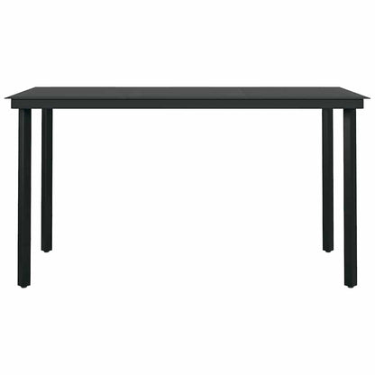 5 Piece Garden Dining Set Black Poly Rattan Glass