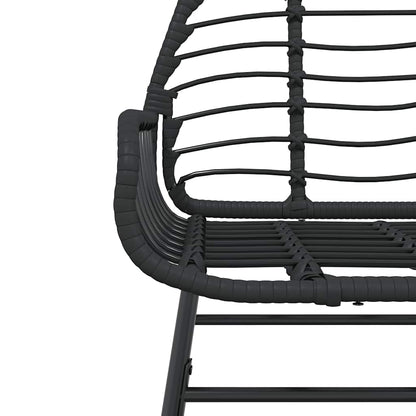 5 Piece Garden Dining Set Black Poly Rattan Glass
