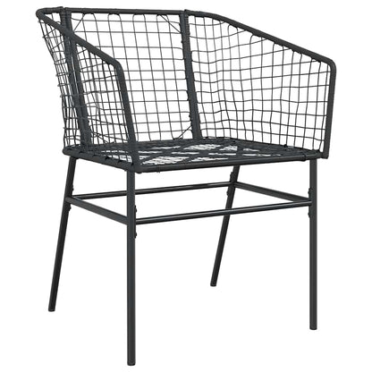 3 Piece Garden Dining Set Black Poly Rattan Glass