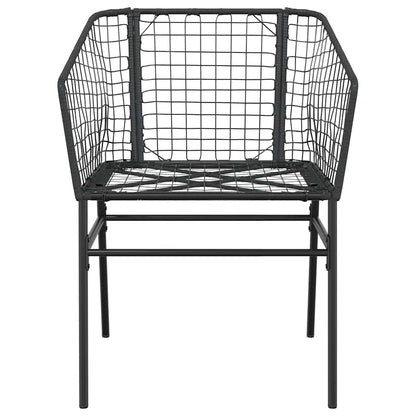 3 Piece Garden Dining Set Black Poly Rattan Glass