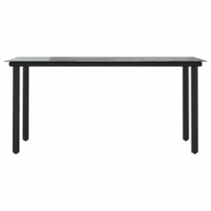 5 Piece Garden Dining Set Black Poly Rattan Glass