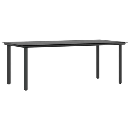 9 Piece Garden Dining Set Black Poly Rattan Glass