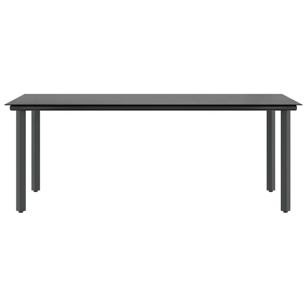 9 Piece Garden Dining Set Black Poly Rattan Glass