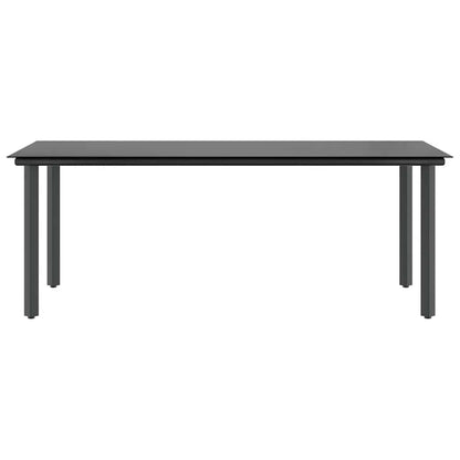 9 Piece Garden Dining Set Black Poly Rattan Glass