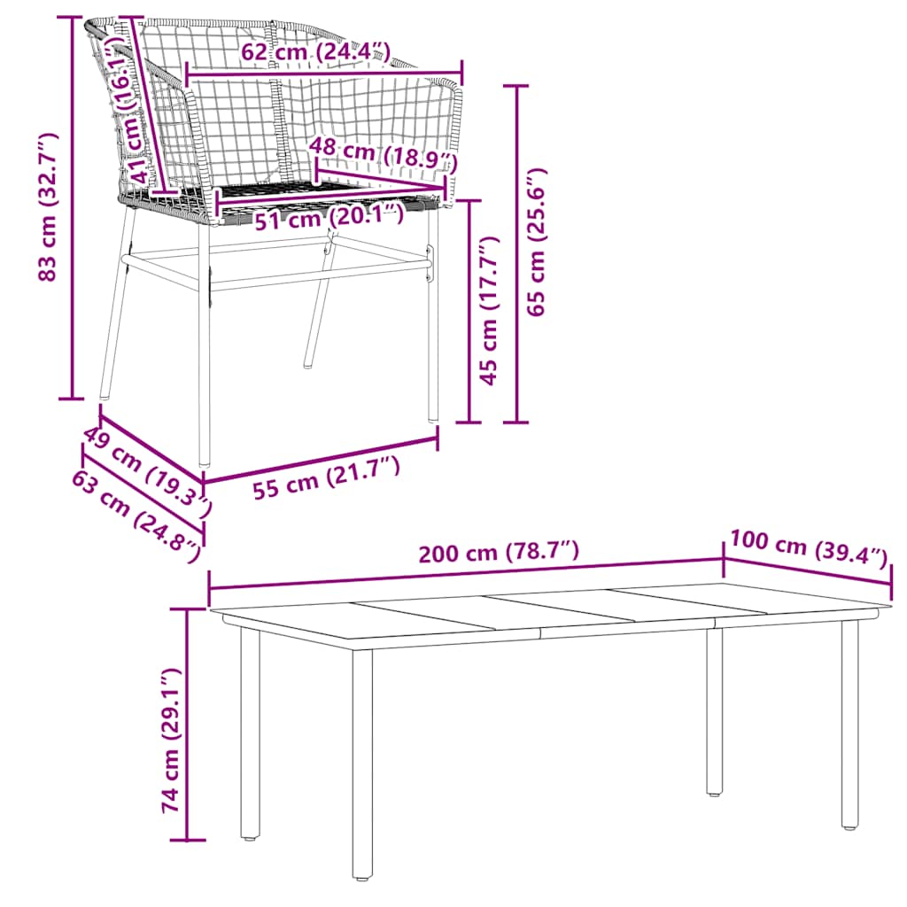 9 Piece Garden Dining Set Black Poly Rattan Glass