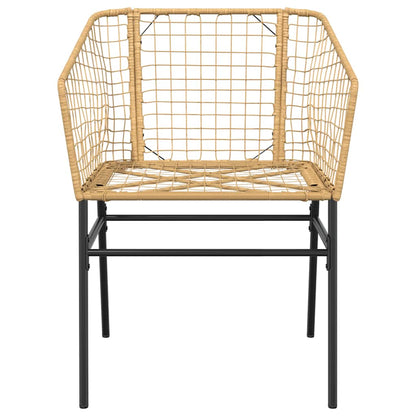 5 Piece Garden Dining Set Brown Poly Rattan Glass