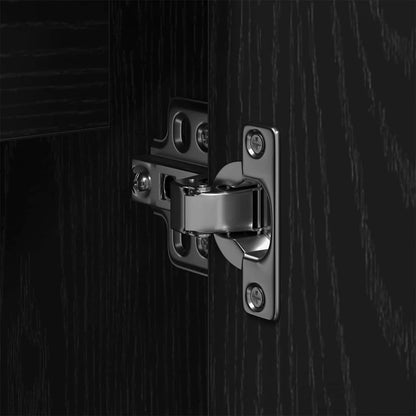 Bathroom Furniture Set Wall-mounted 2 pcs Black Engineered wood