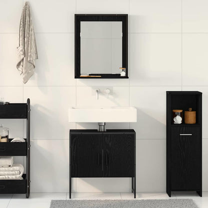 Bathroom Furniture Set Wall-mounted 2 pcs Black Engineered wood