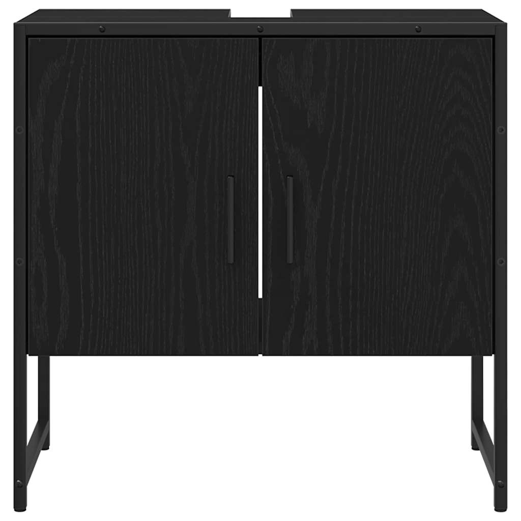 Bathroom Furniture Set Wall-mounted 2 pcs Black Engineered wood