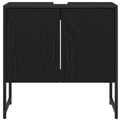 Bathroom Furniture Set Wall-mounted 2 pcs Black Engineered wood