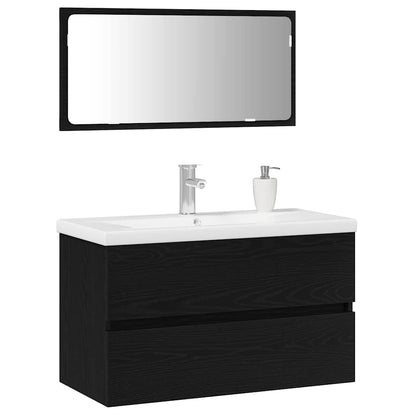 Bathroom Furniture Set 3 pcs Black oak 80 x 38.5 x 45 cm