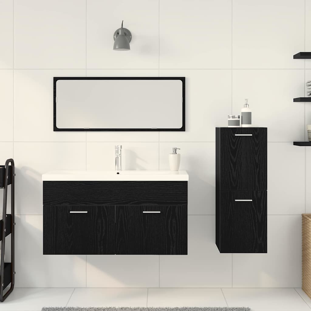 Bathroom Furniture Set 4 pcs Black Oak 90 x 38.5 x 50 cm