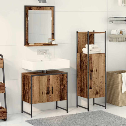 Bathroom Furniture Set with Shelf 3 pcs Brown Engineered wood