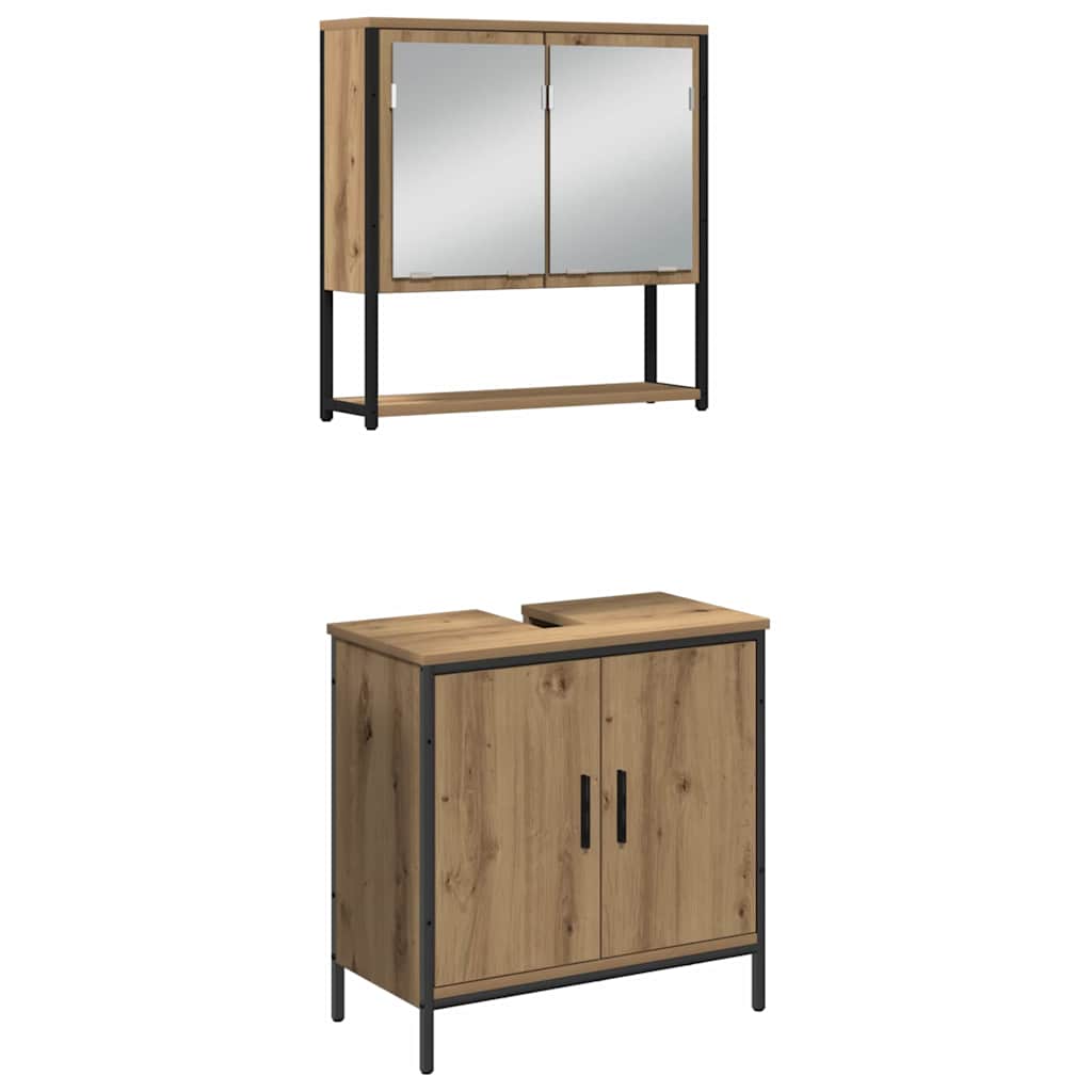 Bathroom Furniture Set with Door 3 pcs Brown 33 x 33 x 185.5 cm