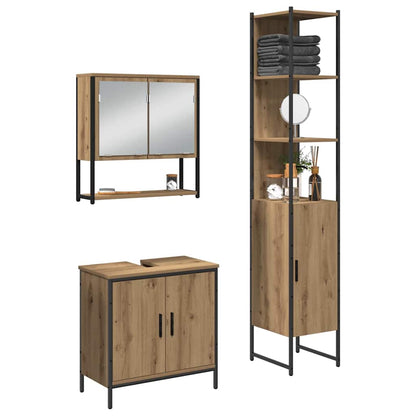 Bathroom Furniture Set with Door 3 pcs Brown 33 x 33 x 185.5 cm