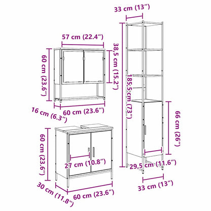 Bathroom Furniture Set with Door 3 pcs Brown 33 x 33 x 185.5 cm