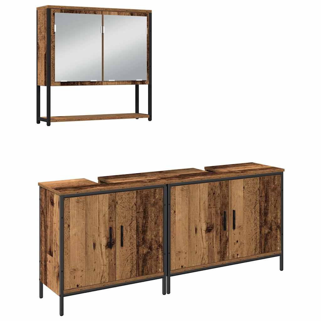 Bathroom Furniture Set with Storage 3 pcs Brown 80 x 30 x 44 cm
