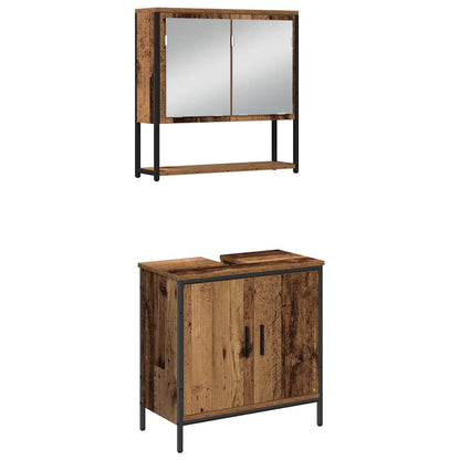 Bathroom Furniture Set with Door 3 pcs Brown 33 x 33 x 102.5 cm