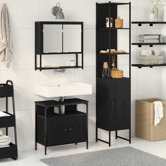 Bathroom Furniture Set 3 pcs Black oak 33 x 33 x 185.5 cm