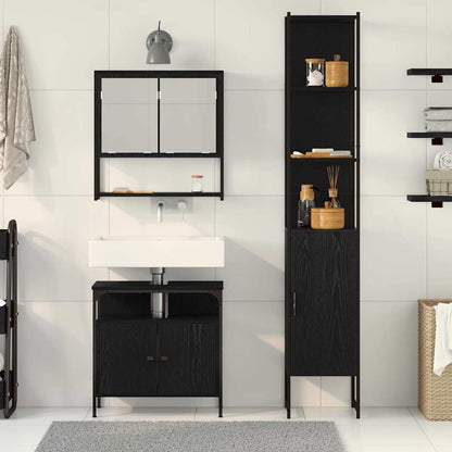 Bathroom Furniture Set 3 pcs Black oak 33 x 33 x 185.5 cm