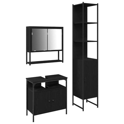Bathroom Furniture Set 3 pcs Black oak 33 x 33 x 185.5 cm