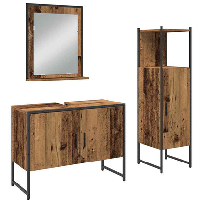 Bathroom Furniture Set with Door 3 pcs Brown 33 x 33 x 102.5 cm