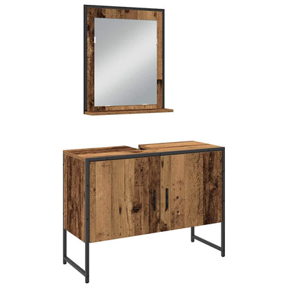 Bathroom Furniture Set with Door 3 pcs Brown 33 x 33 x 102.5 cm