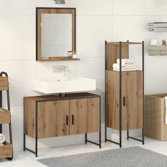 Bathroom Furniture Set with Door 3 pcs Brown 33 x 33 x 102.5 cm