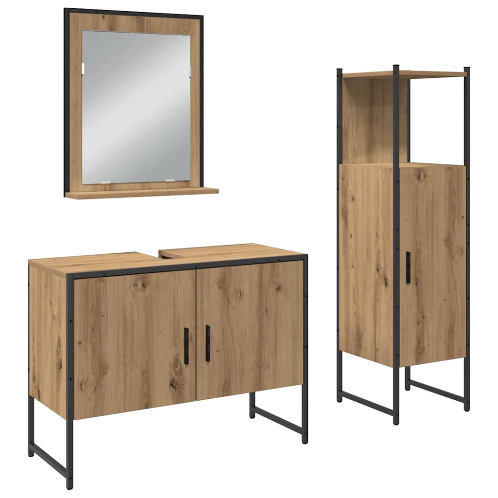 Bathroom Furniture Set with Door 3 pcs Brown 33 x 33 x 102.5 cm