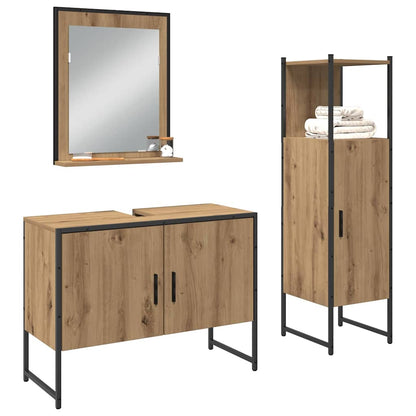 Bathroom Furniture Set with Door 3 pcs Brown 33 x 33 x 102.5 cm