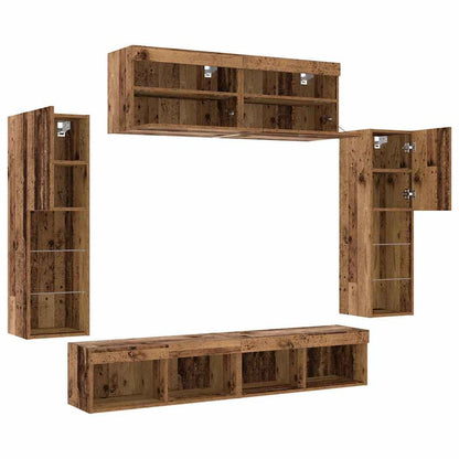 TV Cabinet Set Wall-mounted 6 pcs Old wood Engineered wood