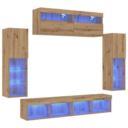 TV Cabinet Set Wall-mounted 6 pcs Artisan oak Engineered wood