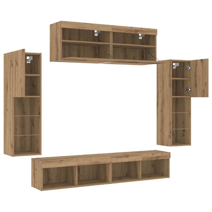 TV Cabinet Set Wall-mounted 6 pcs Artisan oak Engineered wood
