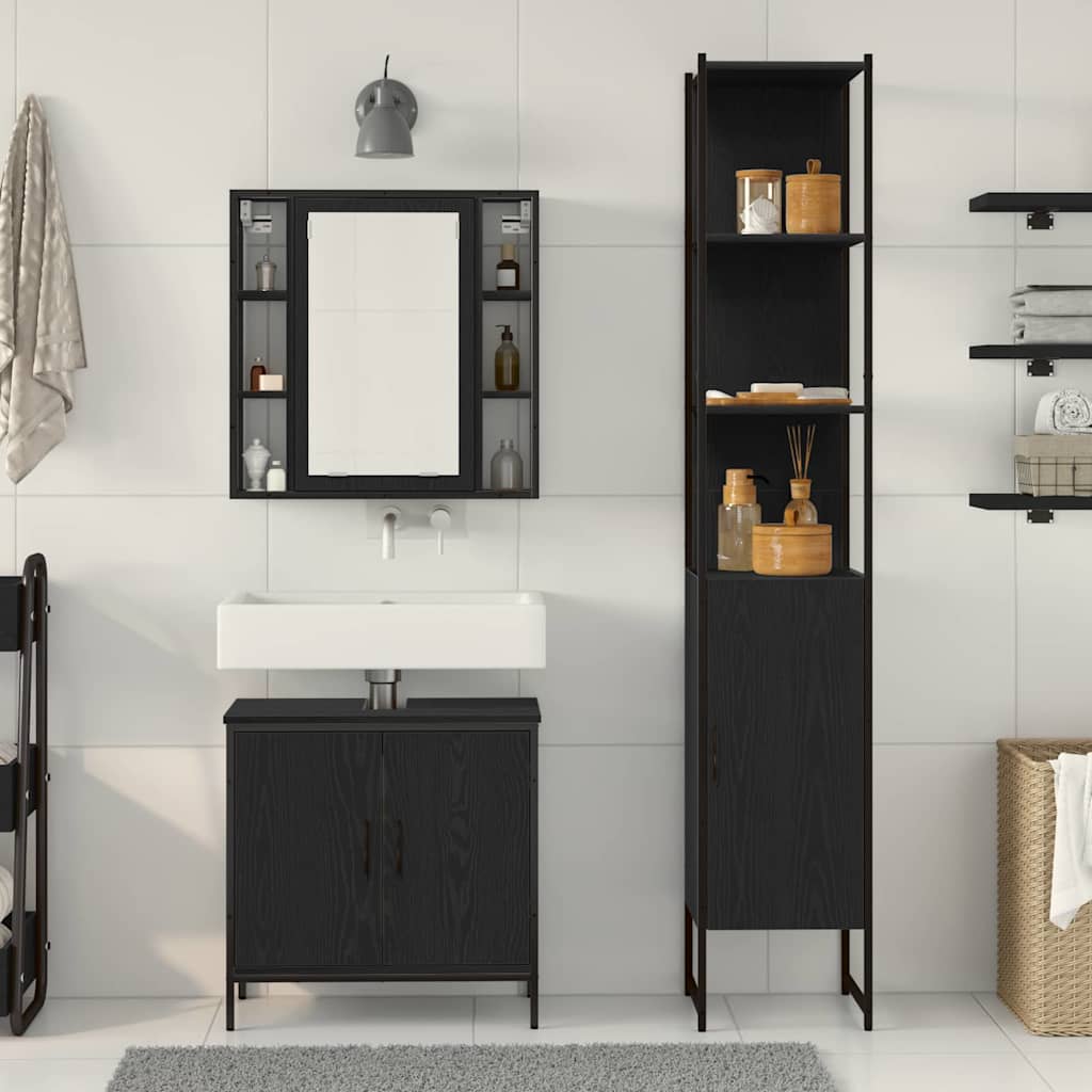 Bathroom Vanity Units Black 33 x 33 x 185.5 cm Engineered wood