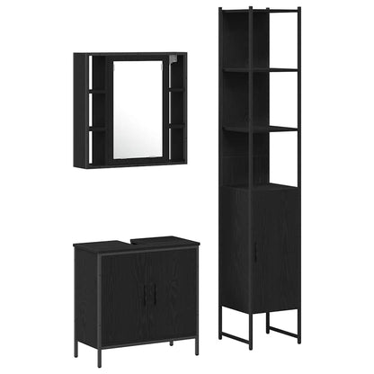 Bathroom Vanity Units Black 33 x 33 x 185.5 cm Engineered wood
