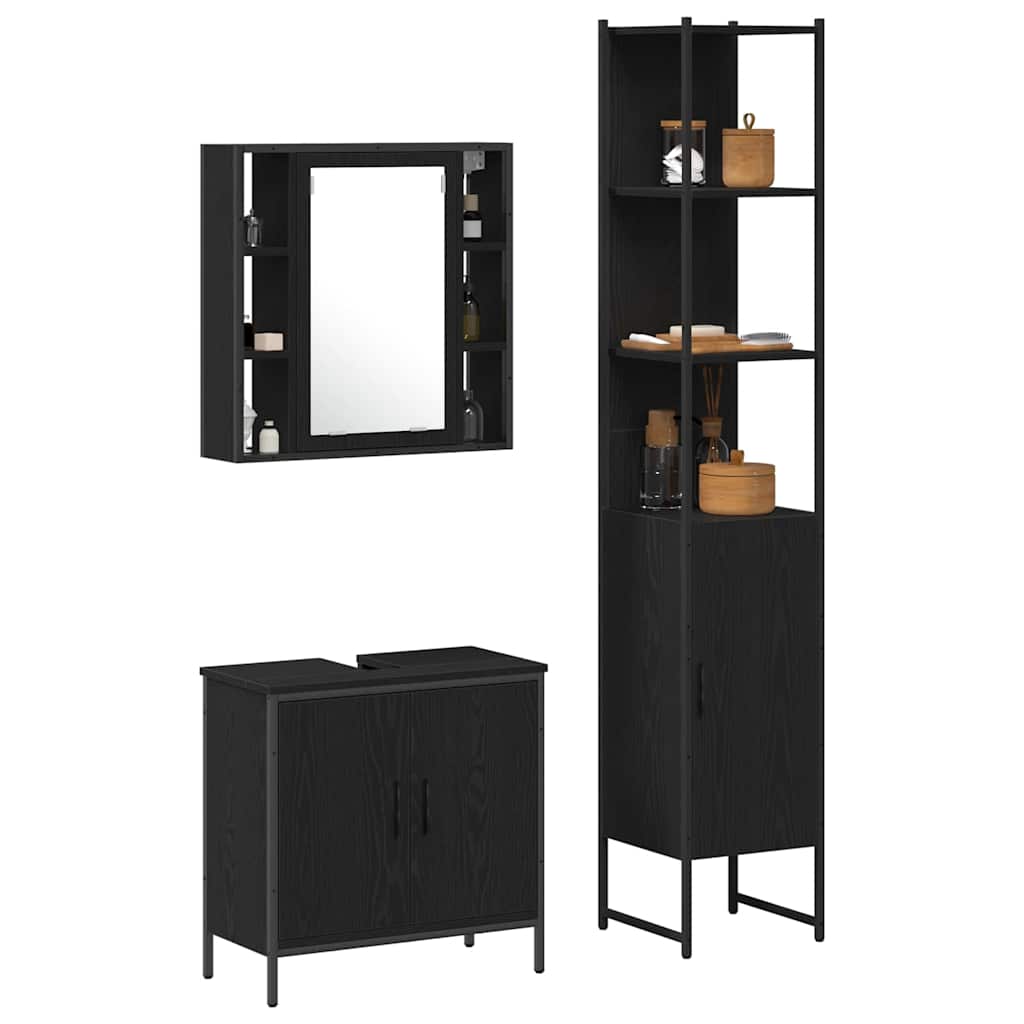 Bathroom Vanity Units Black 33 x 33 x 185.5 cm Engineered wood