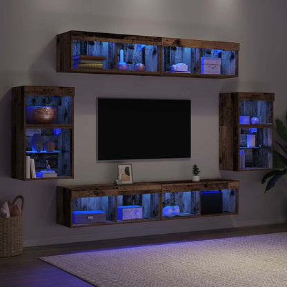 TV Cabinet Set Wall-mounted 8 pcs Old wood Engineered wood