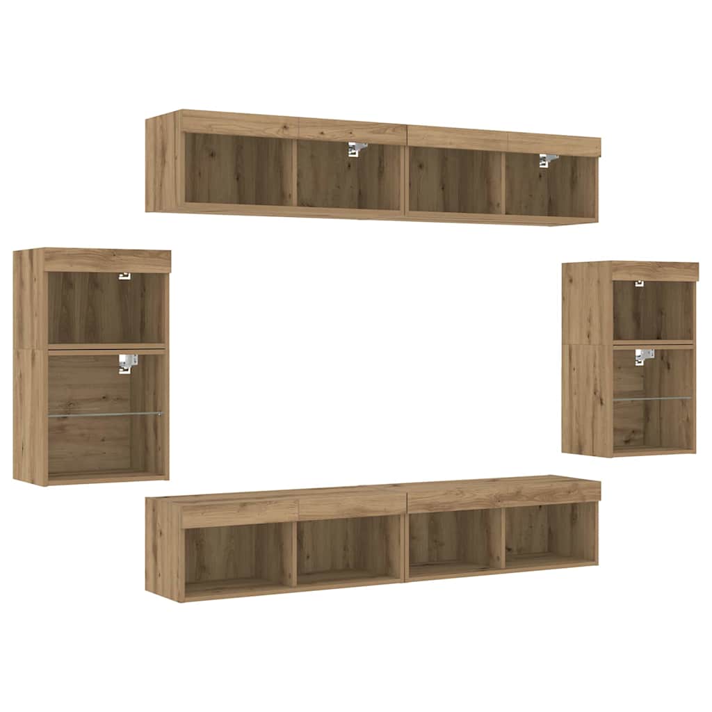 TV Cabinet Set Wall-mounted 8 pcs Artisan oak Engineered wood