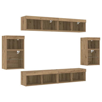 TV Cabinet Set Wall-mounted 8 pcs Artisan oak Engineered wood