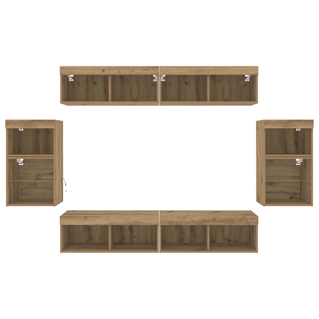 TV Cabinet Set Wall-mounted 8 pcs Artisan oak Engineered wood