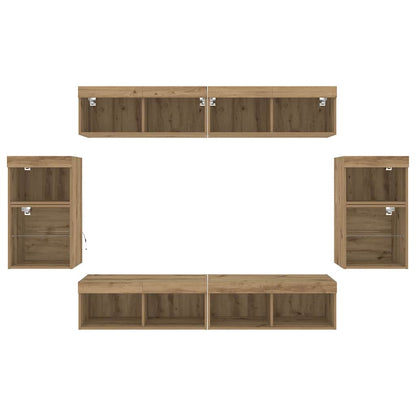 TV Cabinet Set Wall-mounted 8 pcs Artisan oak Engineered wood