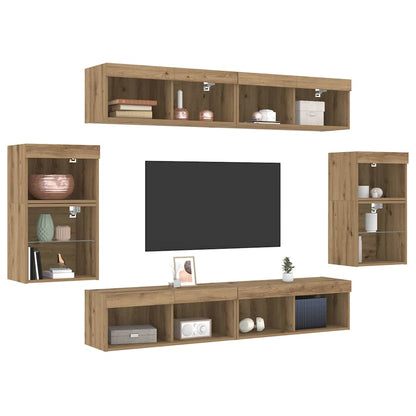 TV Cabinet Set Wall-mounted 8 pcs Artisan oak Engineered wood