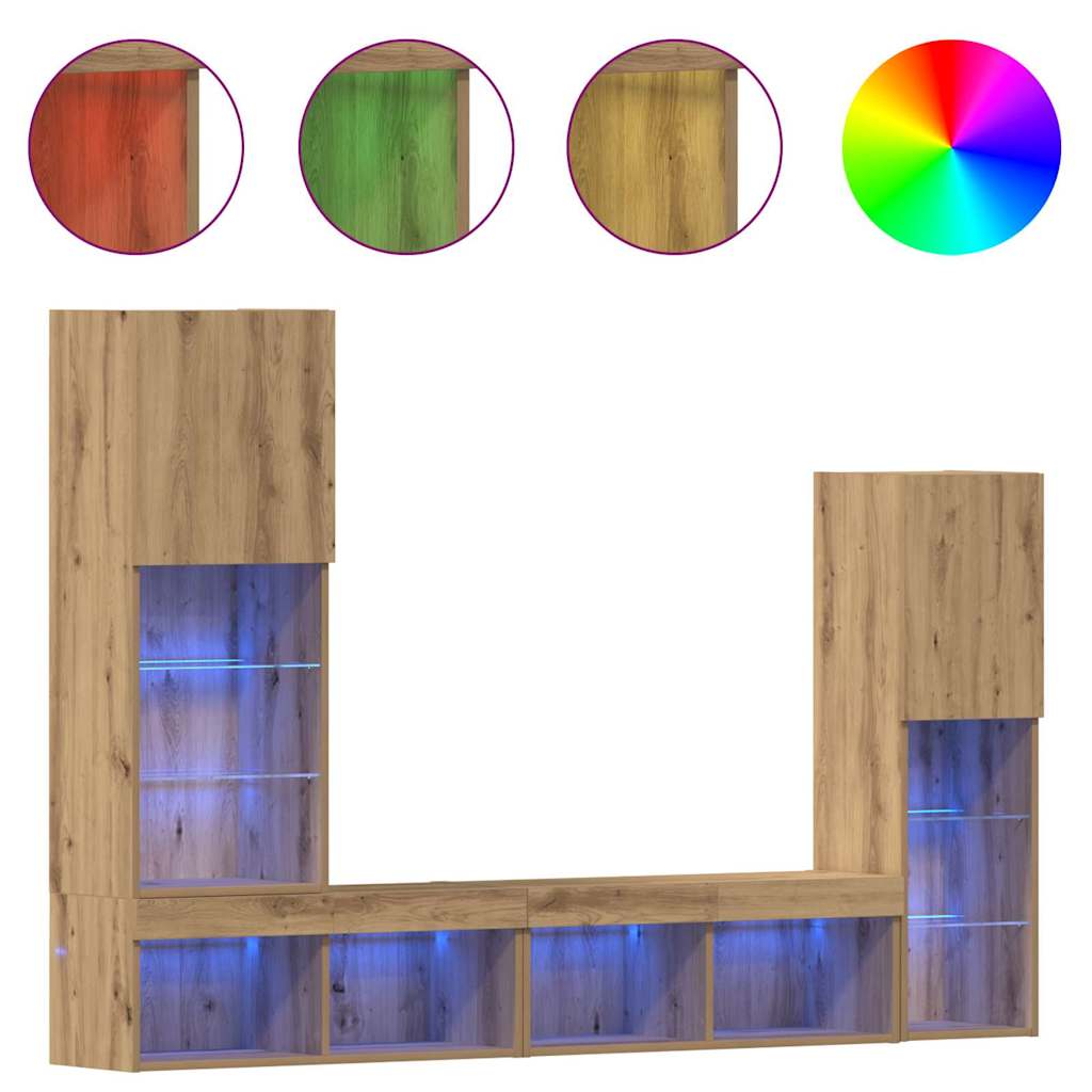 TV Cabinet 4 pcs Artisan oak Engineered wood