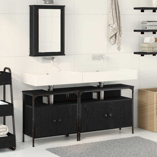 Bathroom Vanity Units with Storage 3 pcs Black 80 x 30 x 60 cm