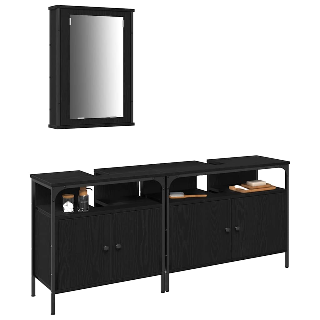 Bathroom Vanity Units with Storage 3 pcs Black 80 x 30 x 60 cm